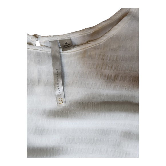 LC Lauren Conrad Women's 3/4 Sleeve Sheer White Blouse M - Picture 2 of 3